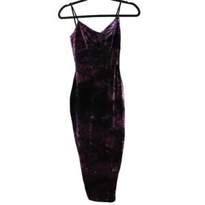 Vintage Bisou-Bisou 90s Y2K Crushed Grape Velvet Purple Cami Pencil Dress Small